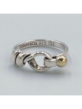 Tiffany & Co Hook & Eye Love Knot Ring Yellow Gold Silver